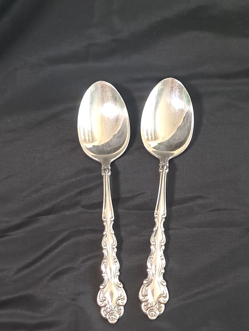 Onieda Community Ornate Silver-Plated Serving Spoons - Set of 2 VTG 1970s